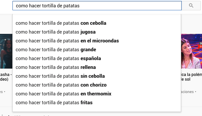 palabras clave youtube